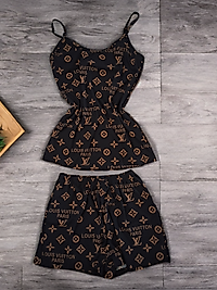 Louıs vuıtton İp Askılı Şortlu Gecelik takımı